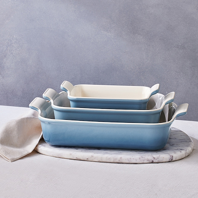Le Creuset Signature stentøj Heritage rektangulært fad 26cm Chambray