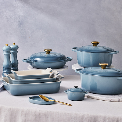 Le Creuset Signature stentøj Heritage rektangulært fad 26cm Chambray