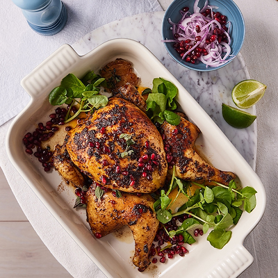 Le Creuset Signature stentøj Heritage rektangulært fad 32cm Chambray