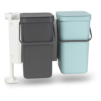 Brabantia Sort & Go indbygget affaldssystem grå/mint 2x12 liter