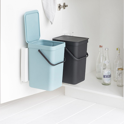 Brabantia Sort & Go indbygget affaldssystem grå/mint 2x12 liter