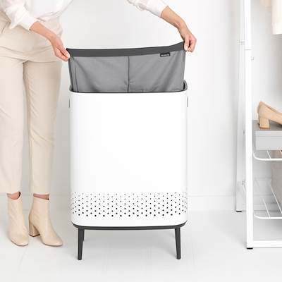 Brabantia Bo vasketøjskurv hvid 2x45 liter