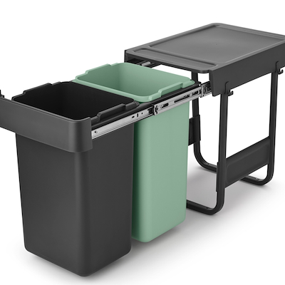 Brabantia Sort & Go indbygget affaldssystem grå/mint 2x15 liter