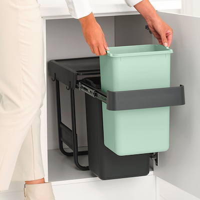 Brabantia Sort & Go indbygget affaldssystem grå/mint 2x15 liter