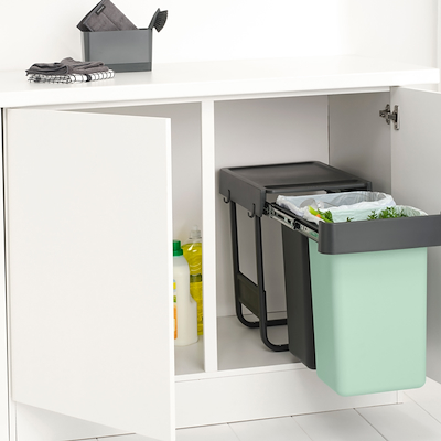 Brabantia Sort & Go indbygget affaldssystem grå/mint 2x15 liter