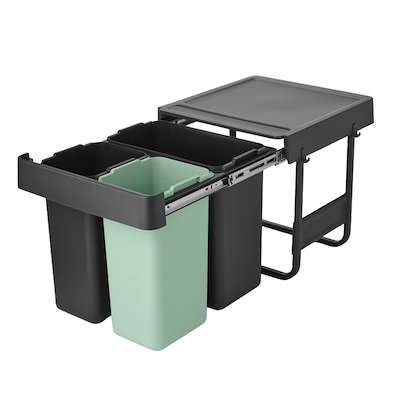 Brabantia Sort & Go indbygget affaldssystem grå/mint 10+10+20 liter