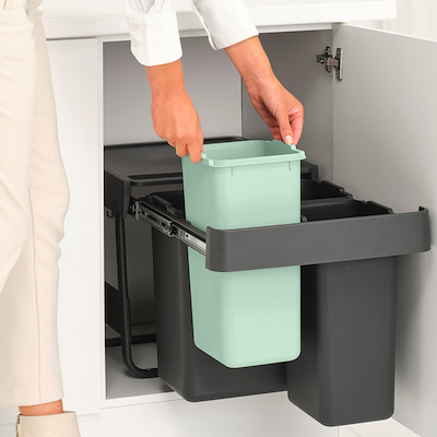 Brabantia Sort & Go indbygget affaldssystem grå/mint 10+10+20 liter