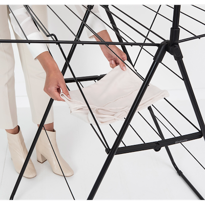 Brabantia Hang-On tørrestativ mat sort 25 meter med bøjlestang