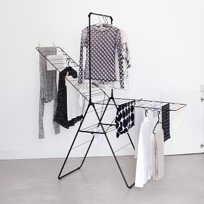 Brabantia Hang-On tørrestativ mat sort 25 meter med bøjlestang