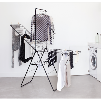 Brabantia Hang-On tørrestativ mat sort 25 meter med bøjlestang