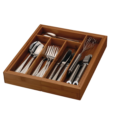 Bestikbakke i bambus justerbar 34 x 28 cm