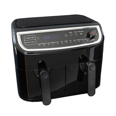 Gastronoma Low Fat dobbelt airfryer & dehydrator sort 9 liter 2400 watt - keramisk belægning