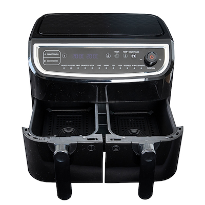 Gastronoma Low Fat dobbelt airfryer & dehydrator sort 9 liter 2400 watt - keramisk belægning