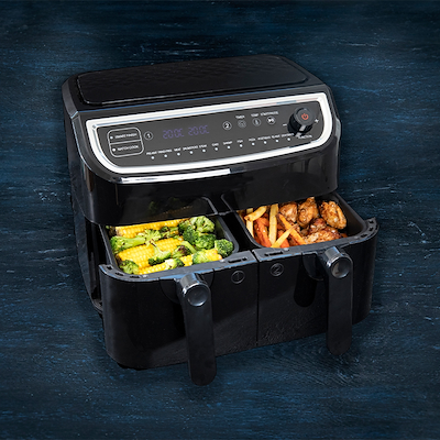 Gastronoma Low Fat dobbelt airfryer & dehydrator sort 9 liter 2400 watt - keramisk belægning