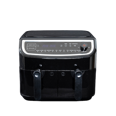 Gastronoma Low Fat dobbelt airfryer & dehydrator sort 9 liter 2400 watt - keramisk belægning