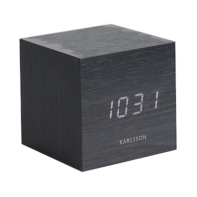 Karlsson Block Cube vækkeur sort 8 cm