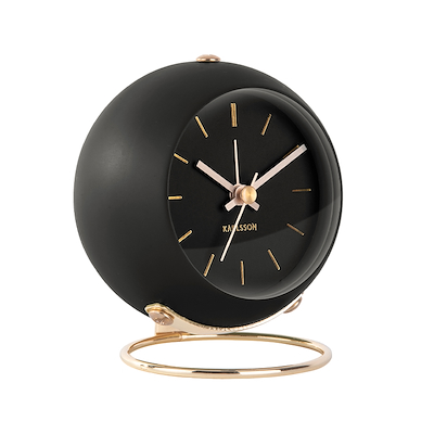 Karlsson Globe vækkeur sort Ø9,5 cm