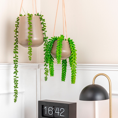 Present Time urtepotte med ophæng small warm grey