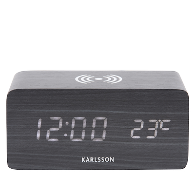 Karlsson Block vækkeur med trådløs oplader sort