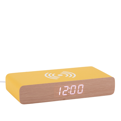 Karlsson Retro Flat vækkeur med trådløs oplader gul