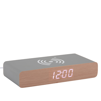 Karlsson Retro Flat vækkeur med trådløs oplader grå