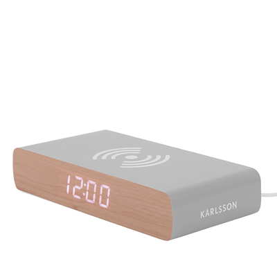 Karlsson Retro Flat vækkeur med trådløs oplader grå