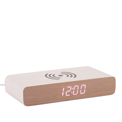 Karlsson Retro Flat vækkeur med trådløs oplader hvid
