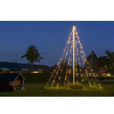 Lyskæde til flagstang 400 LED varm hvid 8+2 meter