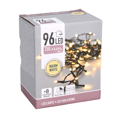 Batterilyskæde ude & inde 96 varm hvid 7 meter