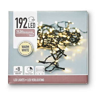 Batterilyskæde ude & inde 192 LED lys