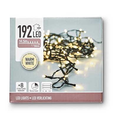 Batterilyskæde ude & inde 192 LED lys