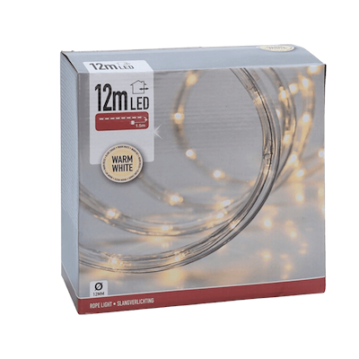 Lysslange med 288 LED lys varm hvid 12+1,5 meter