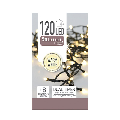 Batterilyskæde ude & inde 120 LED