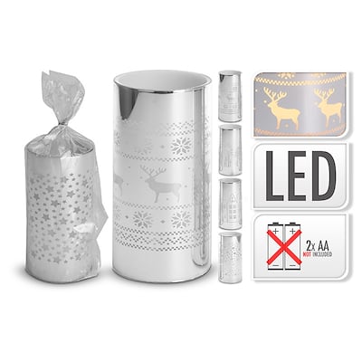 LED lys sølv 7,5x7,5x15 cm - assorteret