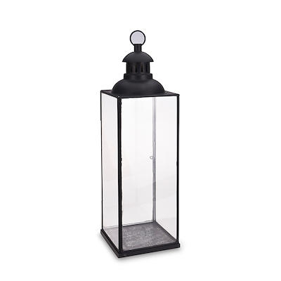 Lanterne sort metal og glas 72 cm