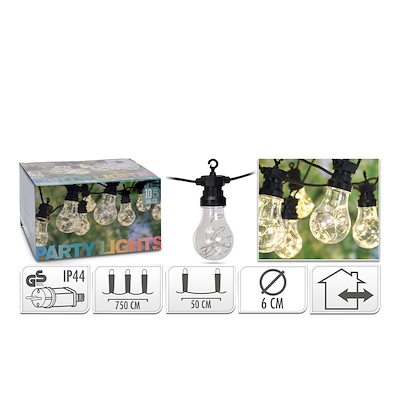 Party lyskæde ude & inde 7,5 meter