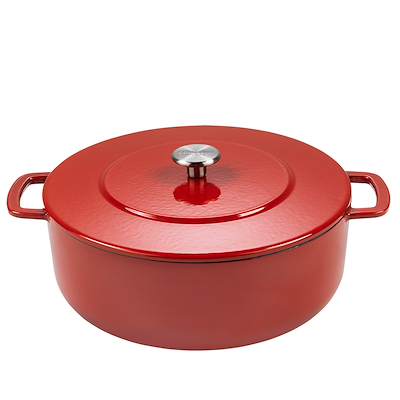 Combekk Sous Chef støbejernsgryde med låg rød Ø28 cm/6 liter