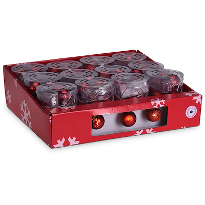 Batterilyskæde 10 røde julekugler