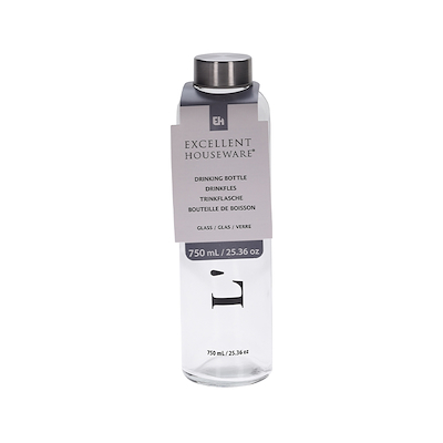 Drikkeflaske i glas 750 ml - 4 assorterede varianter