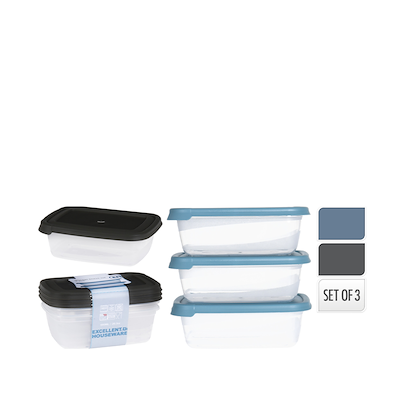 Opbevaringsssæt 3 x 600 ml assorteret
