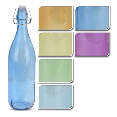 Flaske 1 liter m/prop 6 assorteret farver