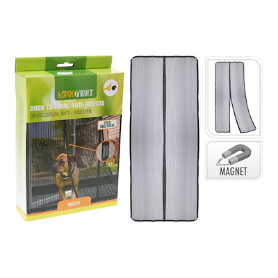 Insektnet til dør magnetisk sort 100x210 cm