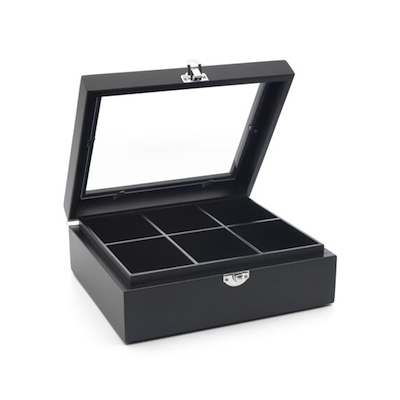 Bredemeijer teboks 6 rum med glaslåg sort