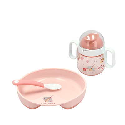 Mepal Mio Flowers & Butterflies begyndersæt rosa 3 dele