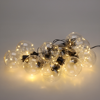 Lyskæde med klare pære ude & inde Ø8 cm