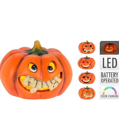 Halloween græskar med farvet LED lys assorteret
