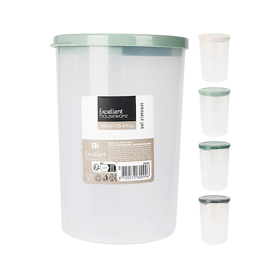 Opbevaringsboks rund med 3 rum og låg H18 cm assorterede farver