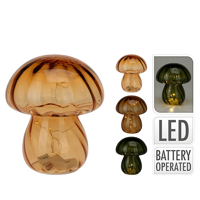 Mushroom lampe 3 assorterede farver ø13,5xh15,5cm