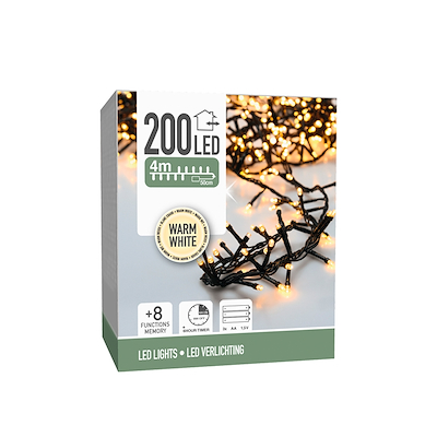 Klyngelyskæde ude & inde 200 LED