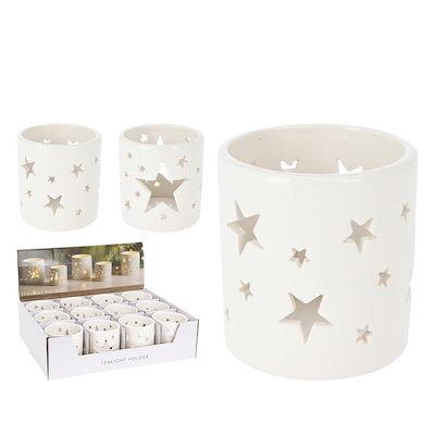 Fyrfadsstage med udskæringer 7,5 cm assorteret